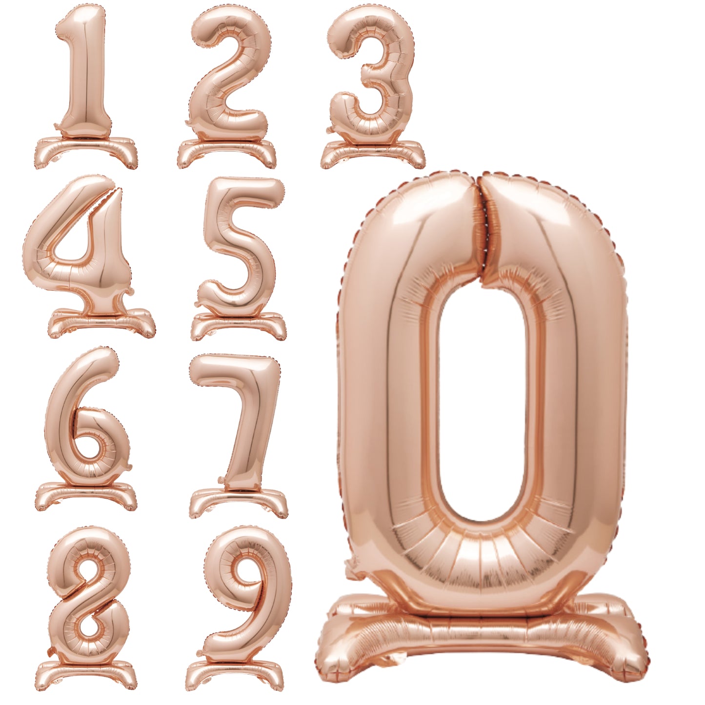 Standing Rose Gold Birthday Number Balloons - AIRFILL ONLY
