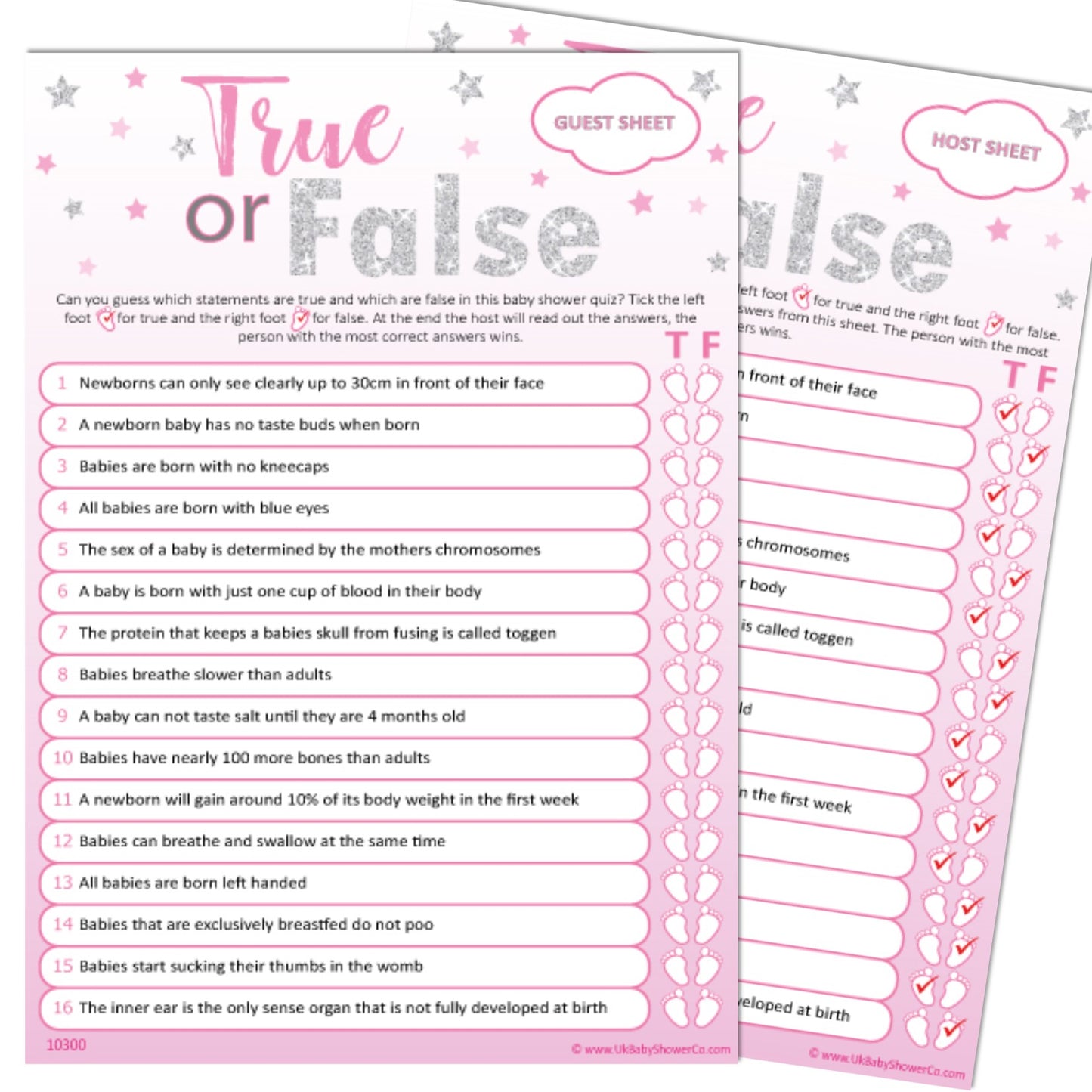 True or False Party Game - Uk Baby Shower Co ltd