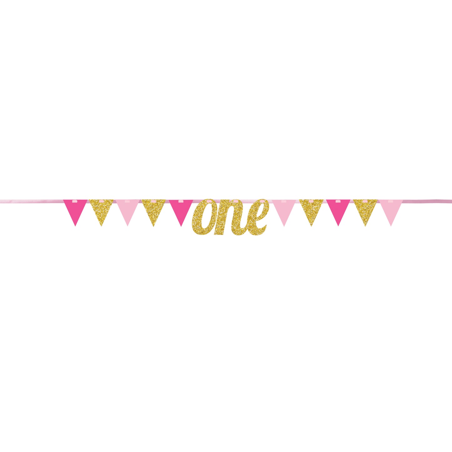 One Little Star Pink Pennant Banner,[product type] - Baby Showers and More