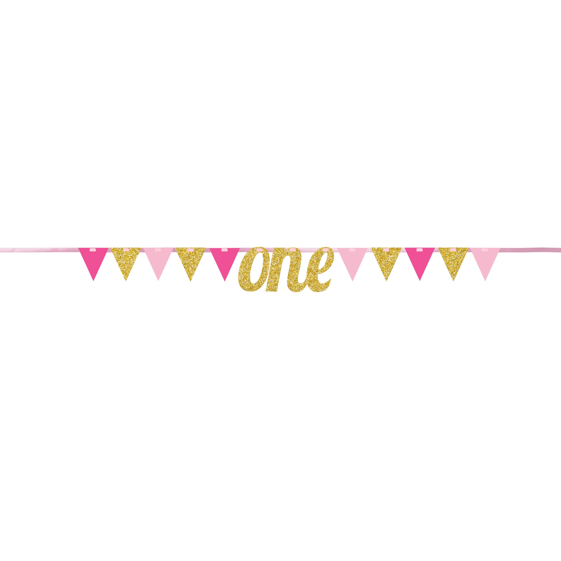 One Little Star Pink Pennant Banner,[product type] - Baby Showers and More