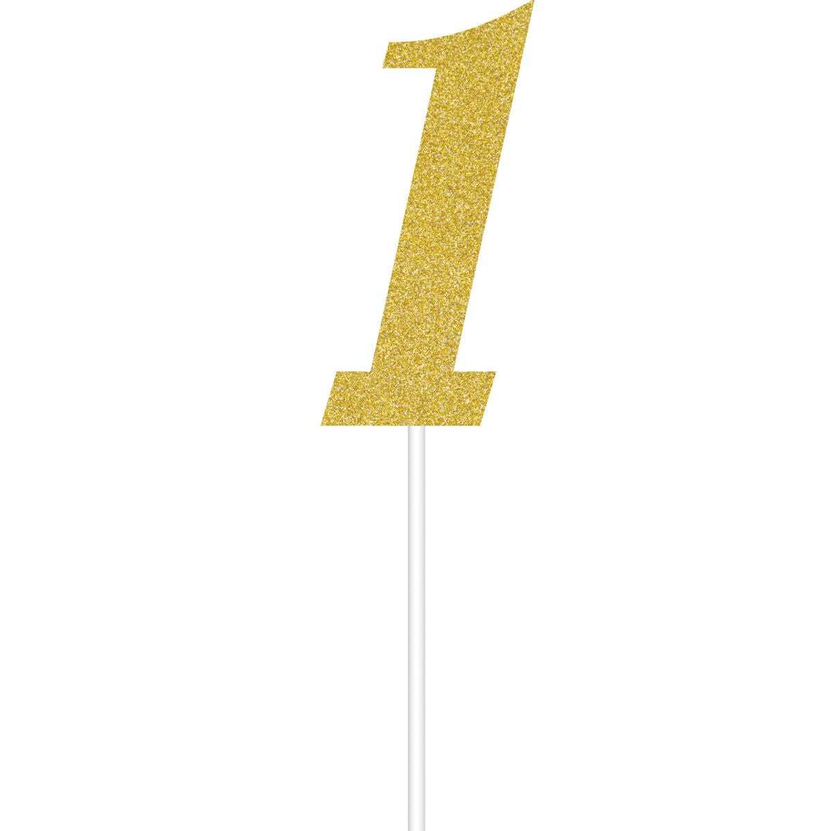 One Little Star Glitter number 1 Gold Cake Topper,[product type] - Baby Showers and More