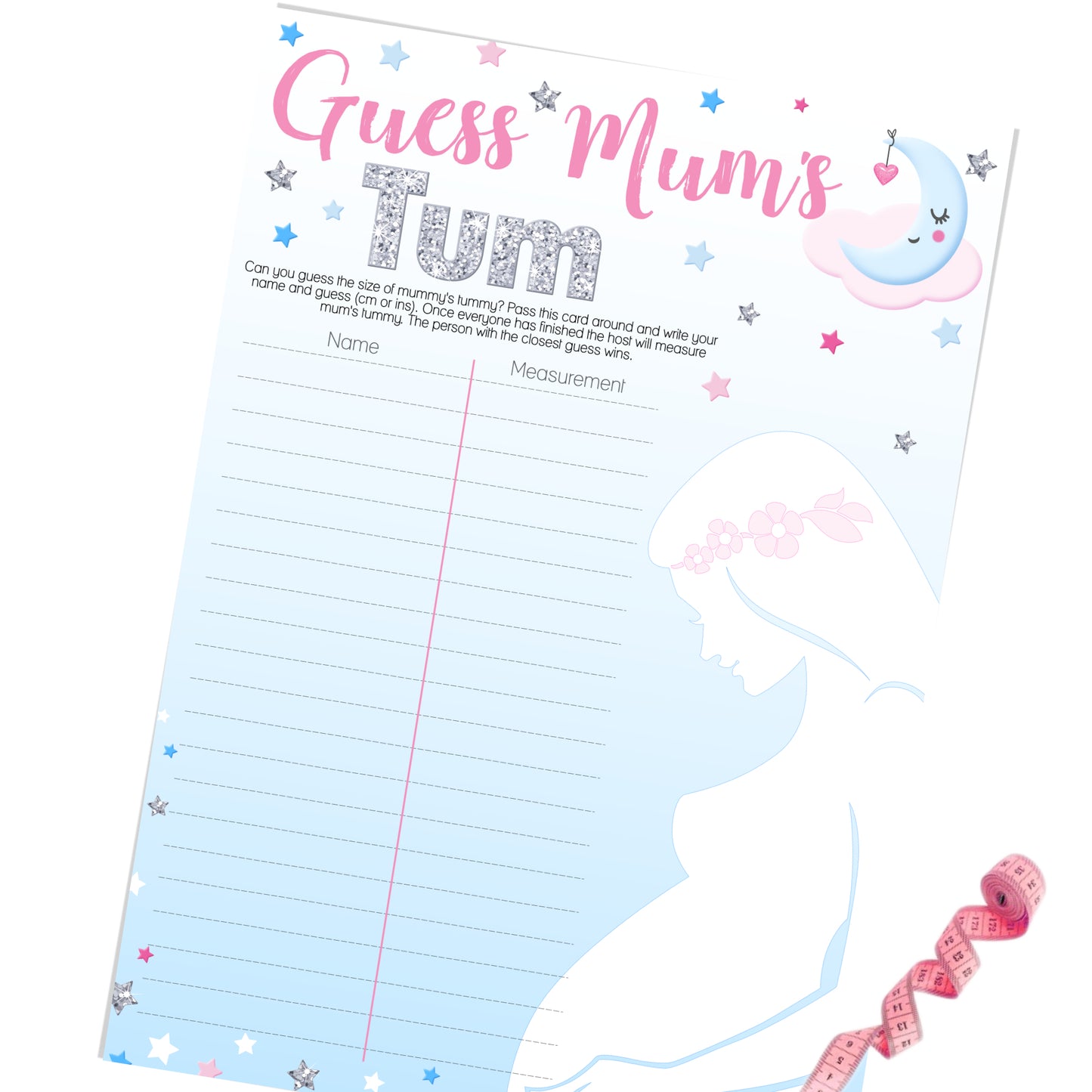 Unisex Moon and Stars Guess Mums Tum Party Game