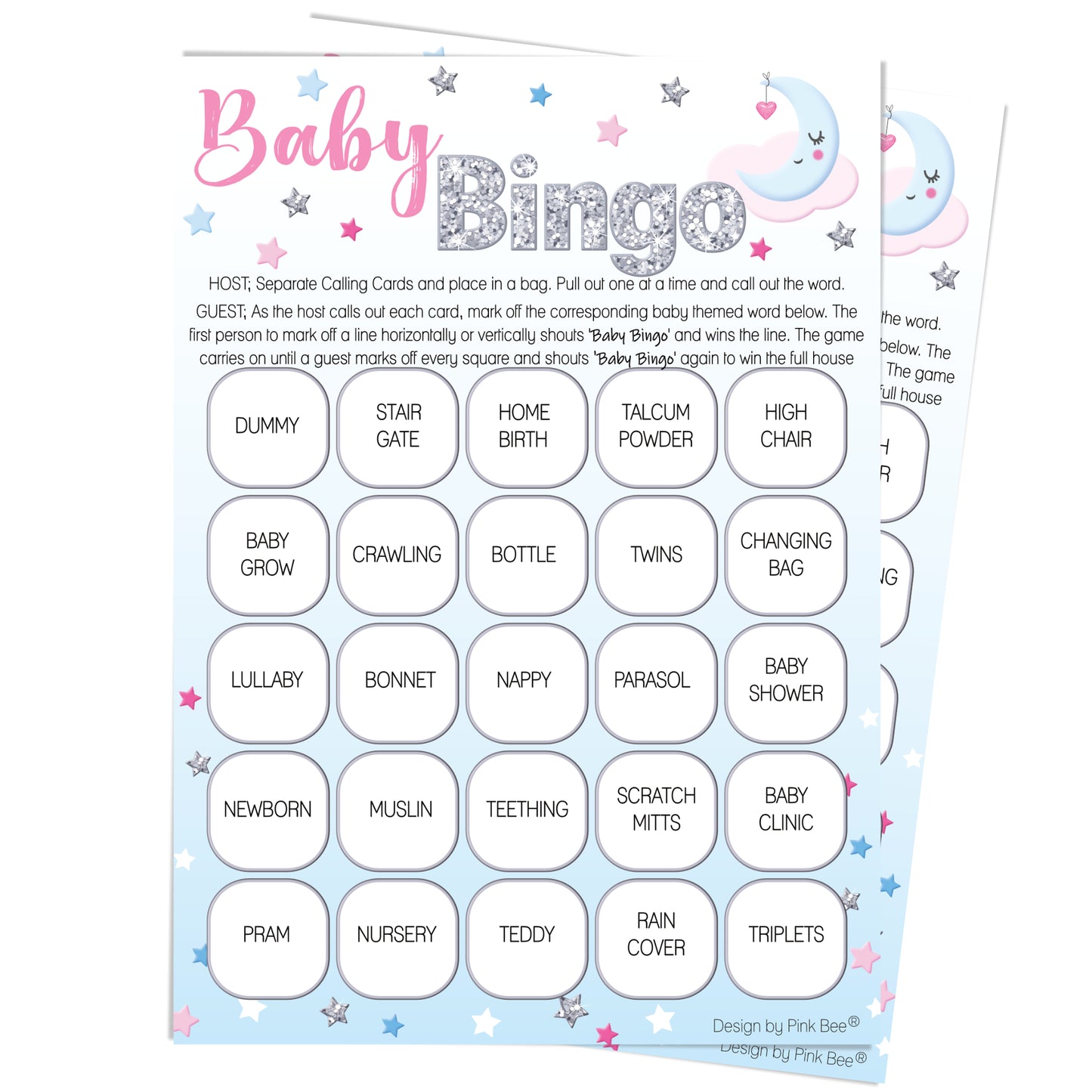 Unisex Moon and Stars Baby Bingo Game