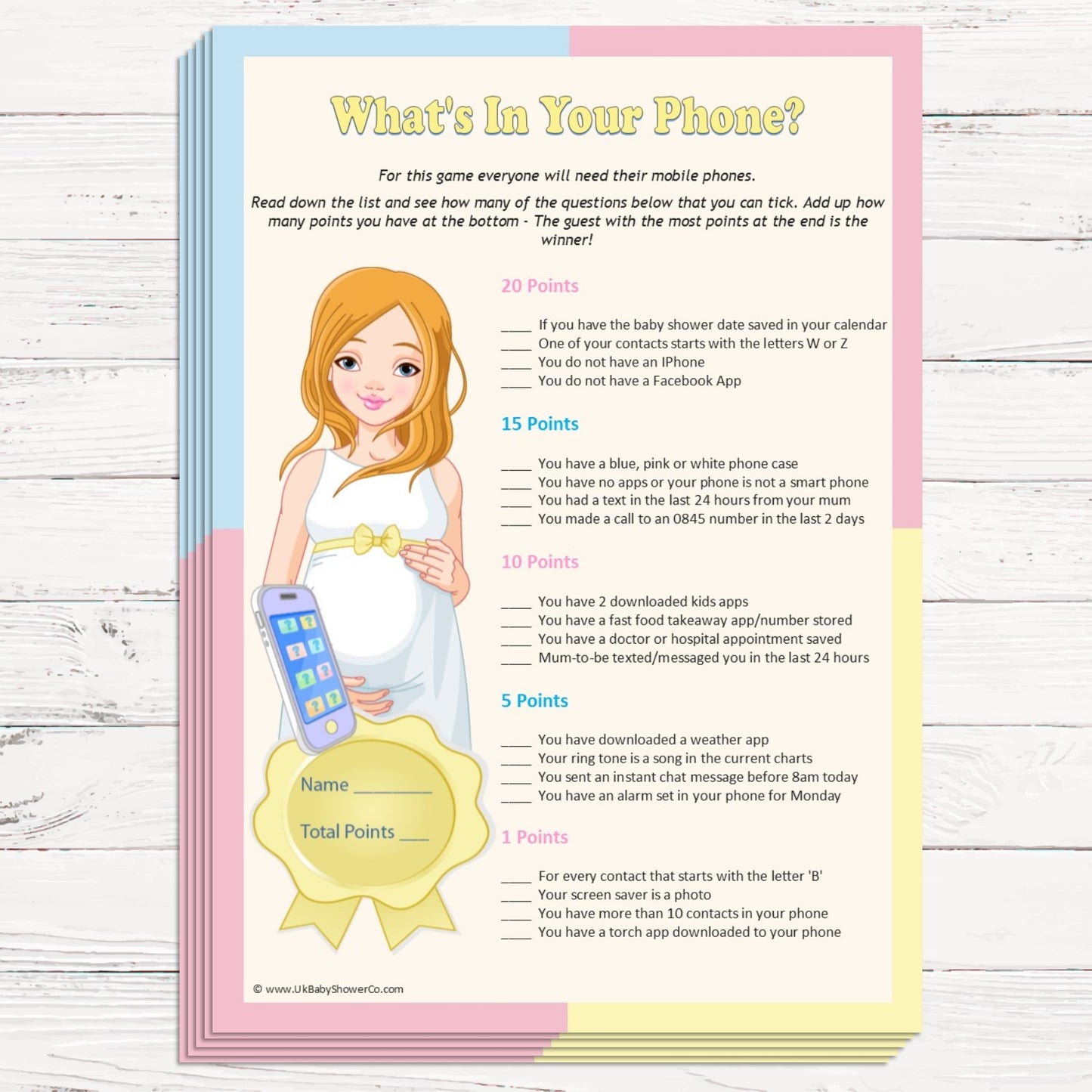 What's in your phone? Party Game Pastel Theme,[product type] - Baby Showers and More