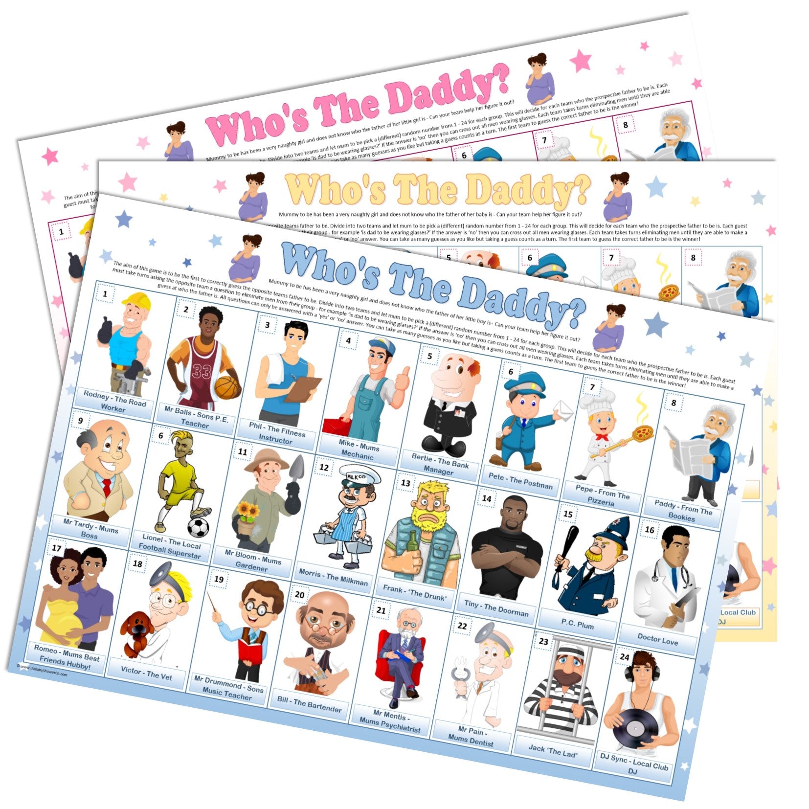 Guess Who's the Daddy Team Game - CLEARANCE - Uk Baby Shower Co ltd