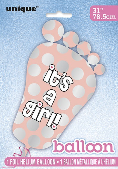 Giant Baby Foot Foil Balloon Pink - Uk Baby Shower Co ltd