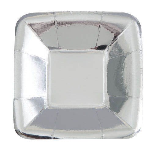 Silver Foil Appetiser Plates Square - Uk Baby Shower Co ltd