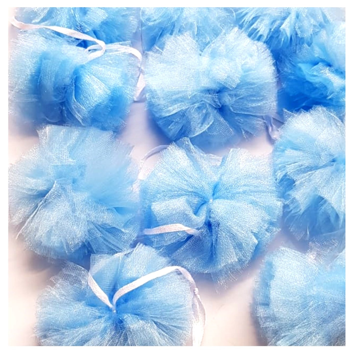 Luxury Tulle PomPom Garland Blue - Uk Baby Shower Co ltd